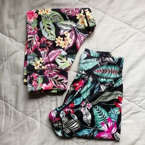 MINKPINK set of 2 Move tropical print 7/8 active leggings extra small